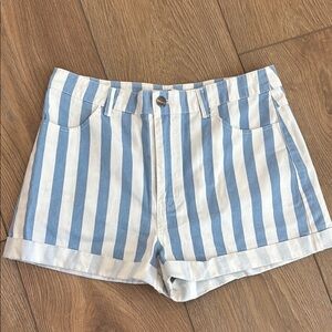 Striped Blue and White Women's Shorts